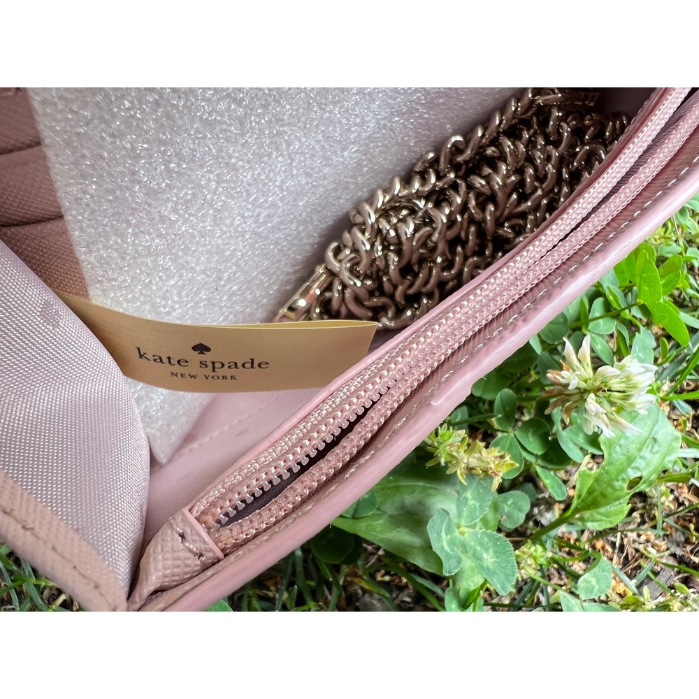 Kate Spade Crossbody Clutch Women Small Pink Heart Applique Chain Strap - Picture 7 of 8